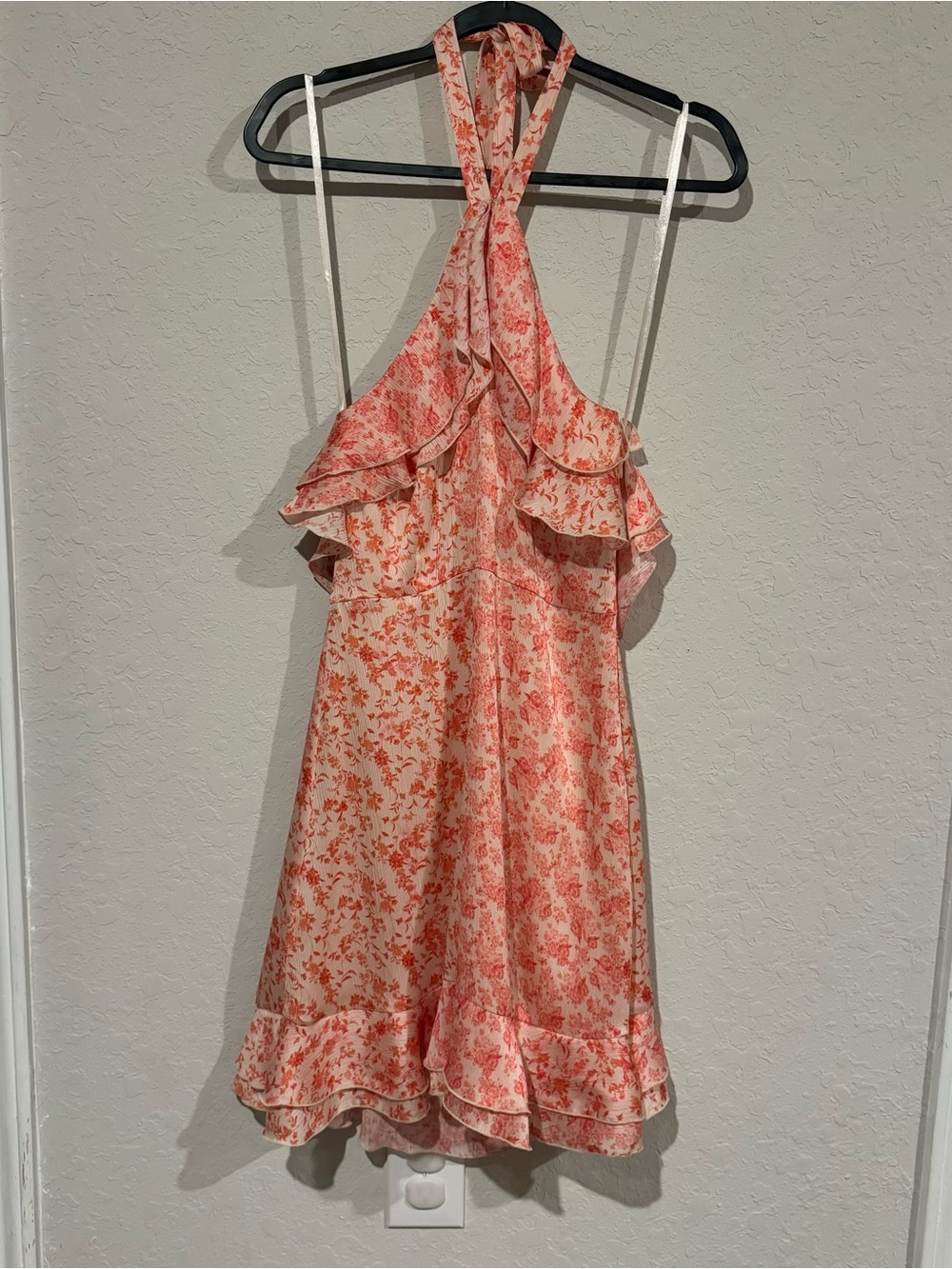 Gianni Bini Coral and Cream Floral Mini Dress